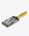 Brush With Glossy Grip & Paper Label Mockup - Half Side View (High-Angle Shot)