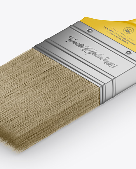 Brush With Glossy Grip &amp; Paper Label Mockup - Half Side View (High-Angle Shot)