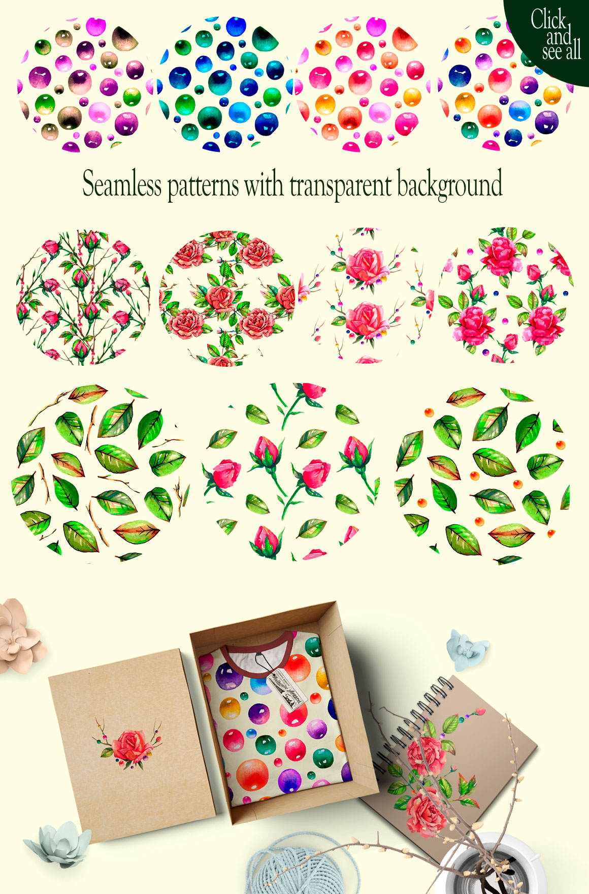 Watercolor hand-drawn set of roses Watercolor hand-drawn set of roses