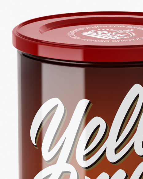 Glossy Coffee Tin Can Mockup (High-Angle Shot)