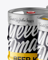 Wooden Pallet With 6 Glossy Beer Kegs Mockup - Half Side View