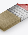 Brush With Metallic Grip & Paper Label Mockup - Half Side View (High-Angle Shot)