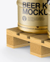 Wooden Pallet With 6 Metallic Beer Kegs Mockup - Half Side View