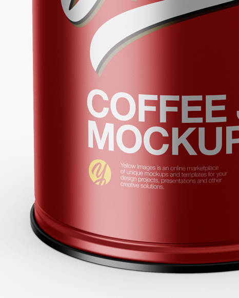 Matte Metallic Coffee Tin Can Mockup (High-Angle Shot)