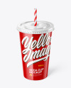 Glossy Plastic Soda Cup Mockup (High Angle Shot)