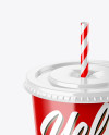 Glossy Plastic Soda Cup Mockup (High Angle Shot)