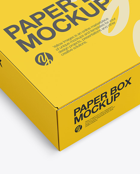 Paper Box Mockup - Half Side View (High Angle Shot)