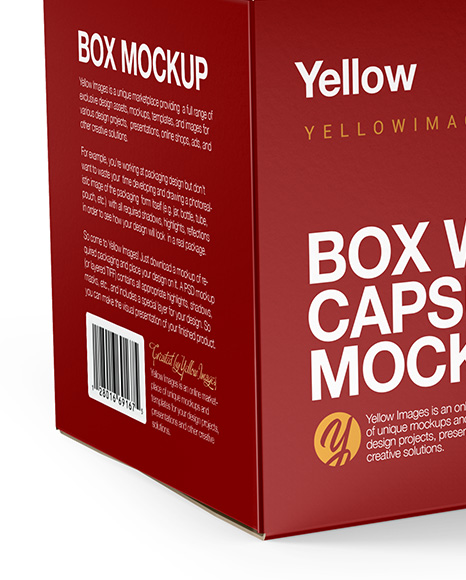 Box with Capsules Mockup - Half Side View