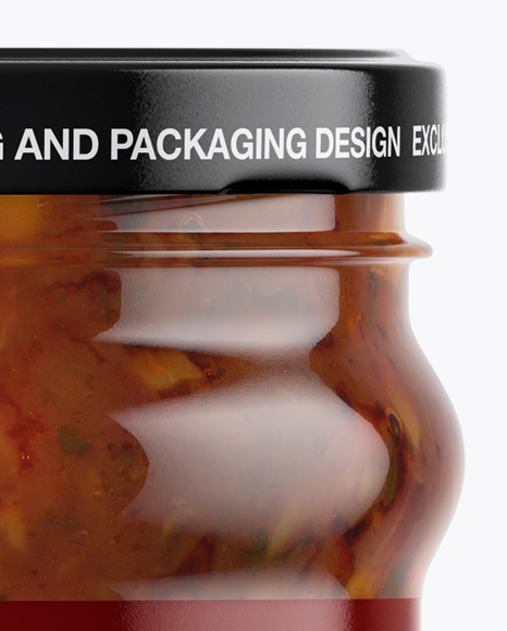 Clear Glass Jar with Bruschetta Sauce Mockup