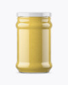 Clear Glass Jar with Mustard Sauce Mockup