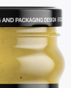 Clear Glass Jar with Mustard Sauce Mockup