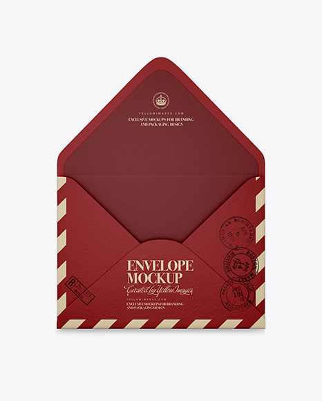 Opened Textured Envelope With Paper Mockup