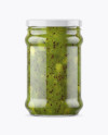 Clear Glass Jar with Kiwi Jam Mockup