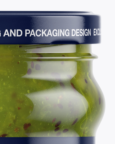 Clear Glass Jar with Kiwi Jam Mockup