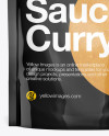 Glossy Transparent Stand-Up Pouch W/ Curry Sauce Mockup - Front View