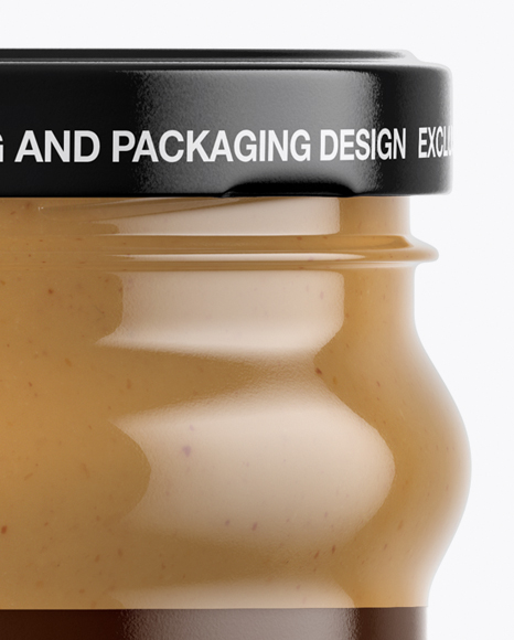 Clear Glass Jar with Peanut Butter Mockup