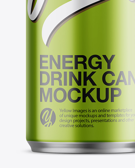 Aluminium Can With Metallic Finish Mockup - Front View