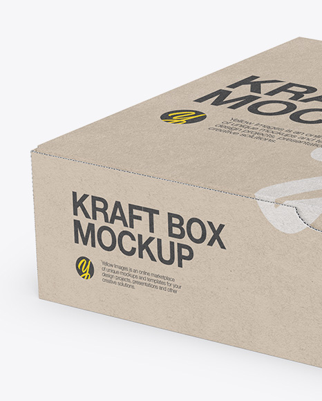 Kraft Box Mockup - Half Side View (High Angle Shot) Kraft Box Mockup - Half Side View (High Angle Shot)
