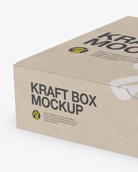 Kraft Box Mockup - Half Side View (High Angle Shot)