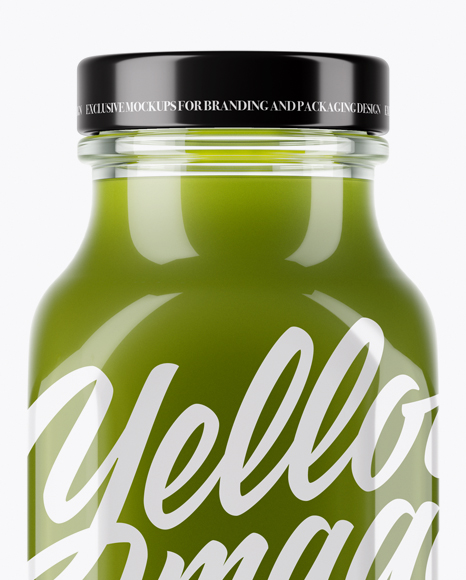 Clear Glass Bottle With Green Smoothie Mockup