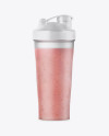 Shaker Bottle with Strawberry Smoothie Mockup