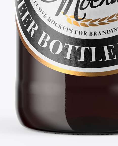 500ml Amber Glass Bottle With Red Ale Mockup