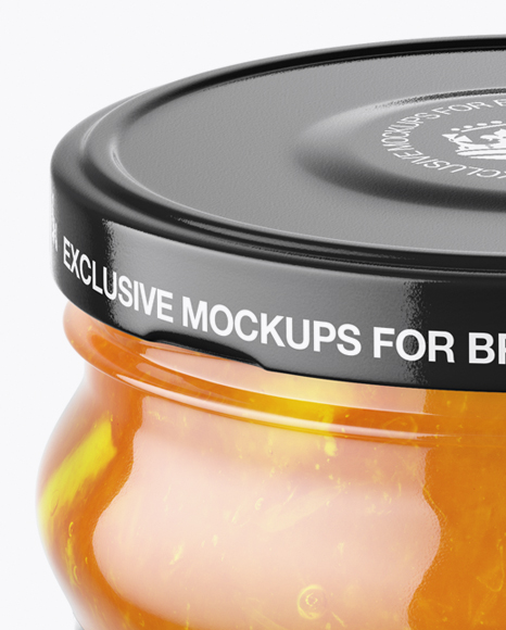 Clear Glass Jar with Orange Jam Mockup (High-Angle Shot)