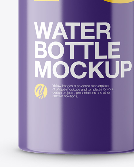 Glossy Sport Bottle With Carabiner Mockup