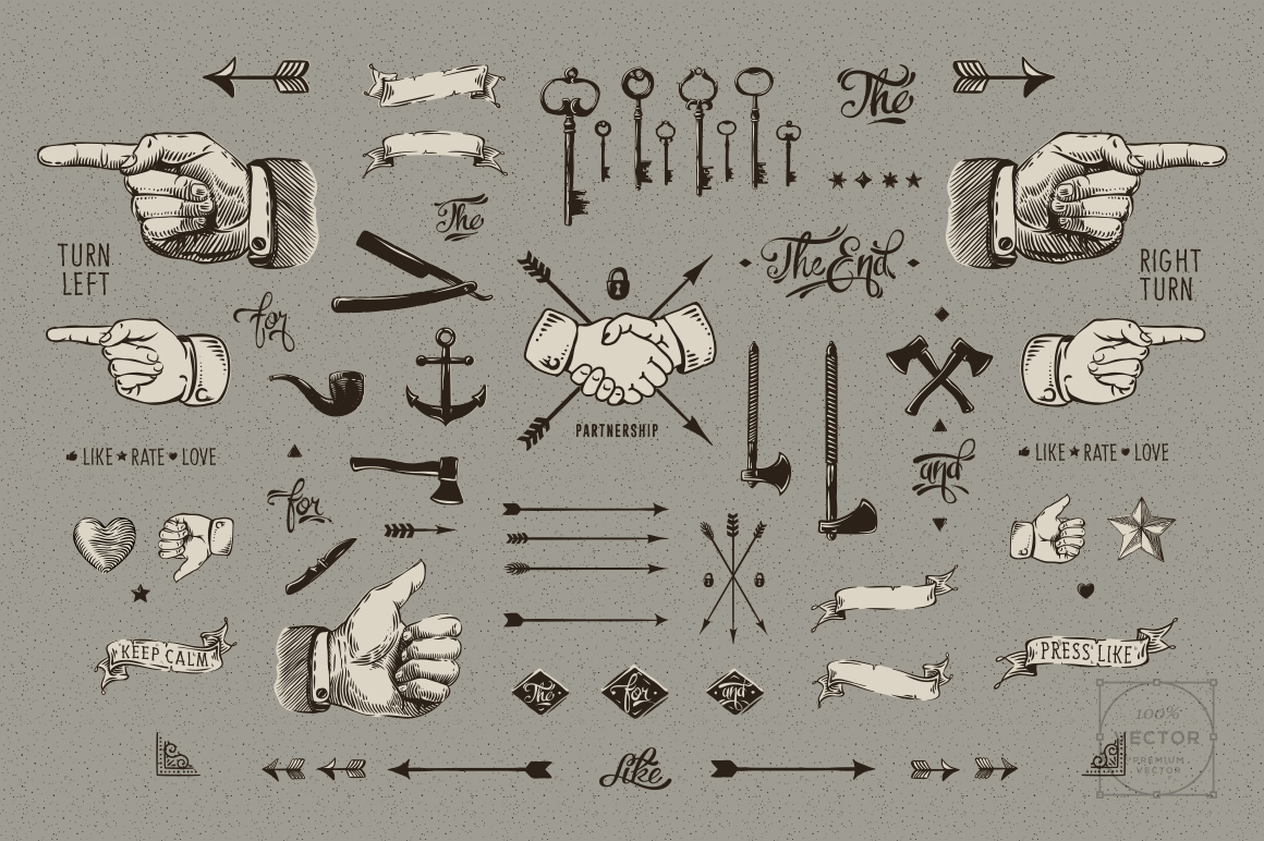 Vector Design Elements Vintage Gravure Style