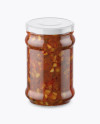 Clear Glass Jar with Bruschetta Sauce Mockup (High-Angle Shot)