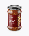 Clear Glass Jar with Bruschetta Sauce Mockup (High-Angle Shot)