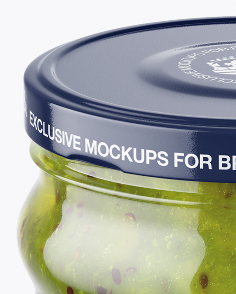 Clear Glass Jar with Kiwi Jam Mockup (High-Angle Shot)