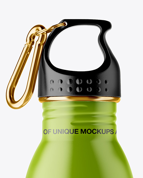 Matte Sport Bottle With Carabiner Mockup