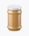 Clear Glass Jar with Peanut Butter Mockup (High-Angle Shot)