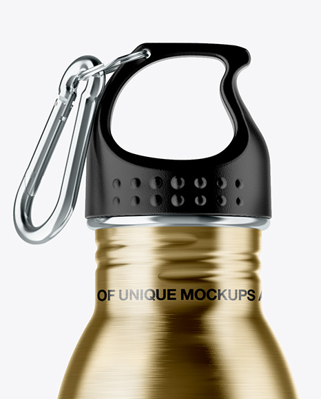 Steel Sport Bottle With Carabiner Mockup