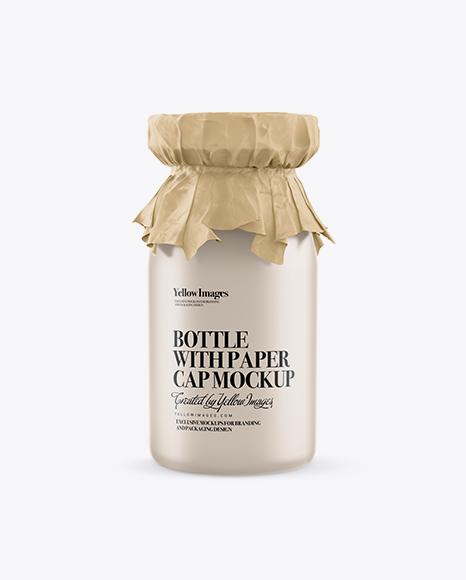 Matte Bottle with Paper Cap and Tag Mockup