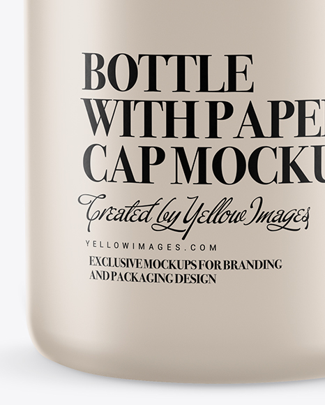 Matte Bottle with Paper Cap and Tag Mockup