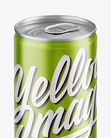 Aluminium Can With Metallic Finish Mockup - Front View (High-Angle Shot)