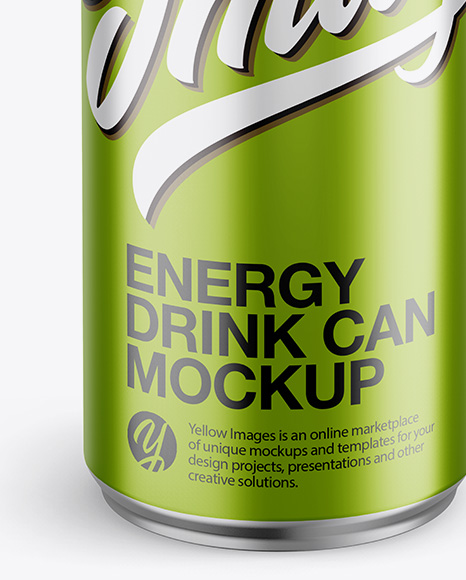 Aluminium Can With Metallic Finish Mockup - Front View (High-Angle Shot)