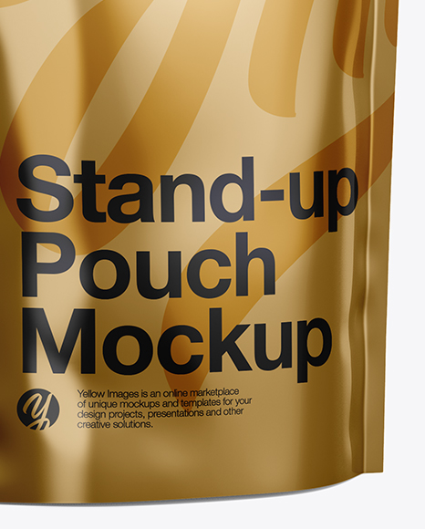 Metallic Stand Up Pouch W/ Zipper Mockup - Half Side View