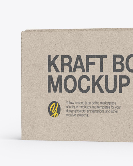 Kraft Box Mockup - Half Side View