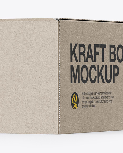 Kraft Box Mockup - Half Side View