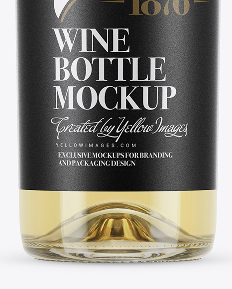 750ml Clear Glass White Wine Bottle Mockup