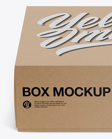 Kraft Box Mockup - Front View (High-Angle Shot)