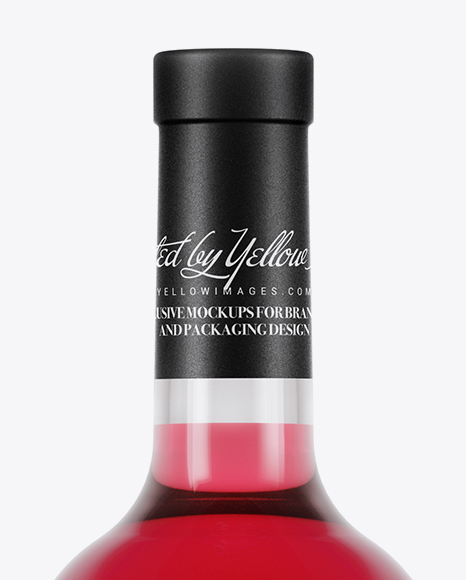 750ml Clear Glass Pink Wine Bottle Mockup