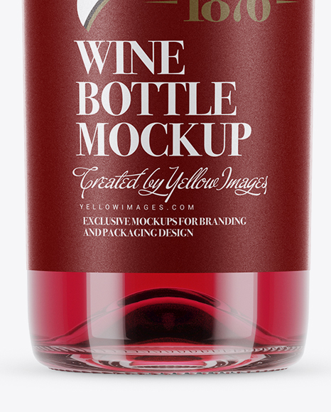 750ml Clear Glass Pink Wine Bottle Mockup