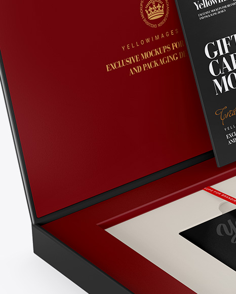 Gift Card in a Box Mockup - Halfside View (High-Angle Shot)