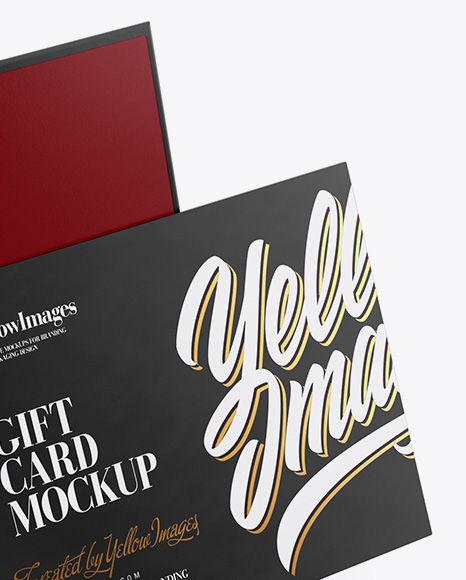 Gift Card in a Box Mockup - Halfside View (High-Angle Shot)