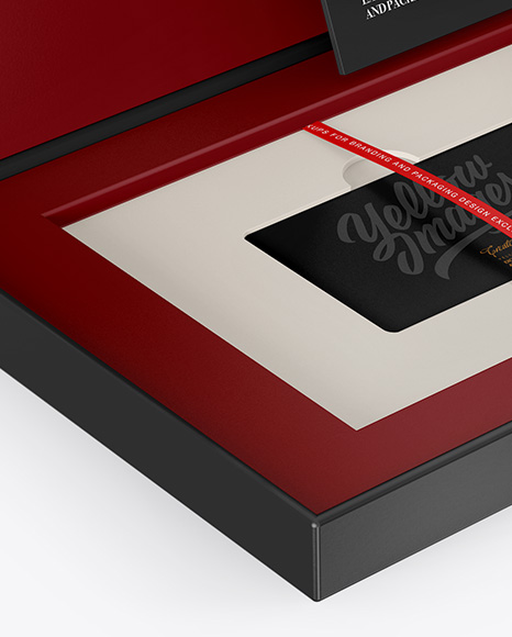 Gift Card in a Box Mockup - Halfside View (High-Angle Shot)