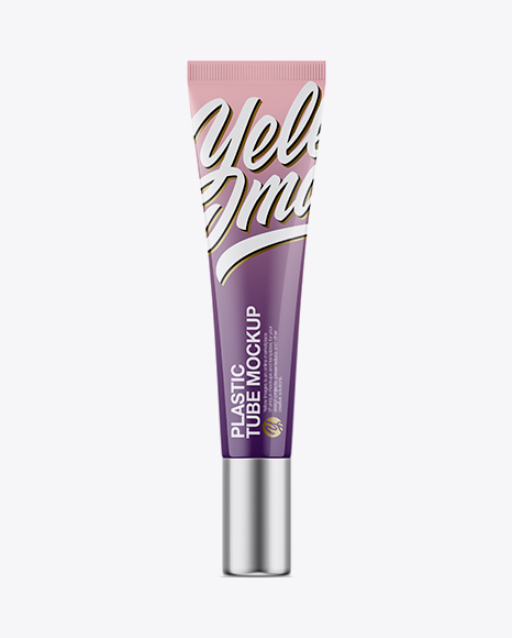 Glossy Plastic Cosmetic Tube Mockup - Front View